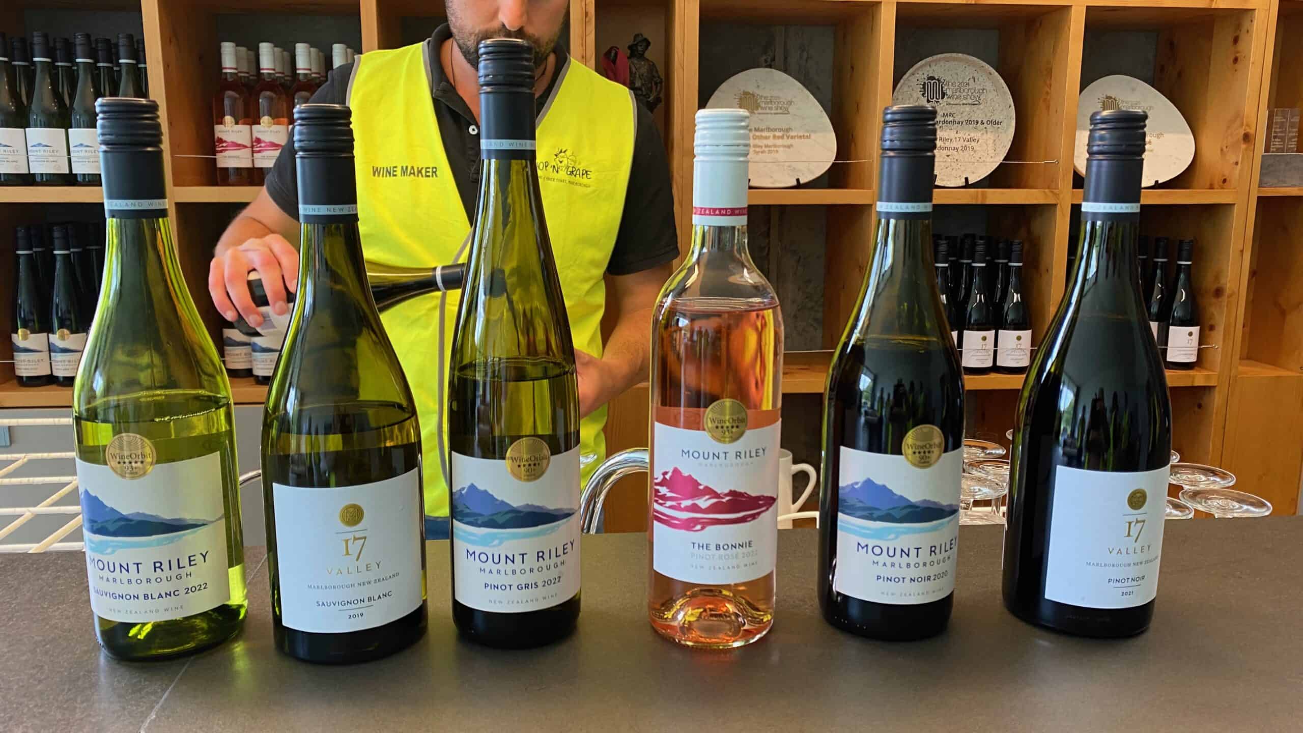 Wines on offer at Mount Riley